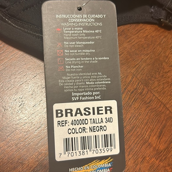 Bonbon-up,  Bra, Colombiano Color Black Size 34D - Picture 9 of 11